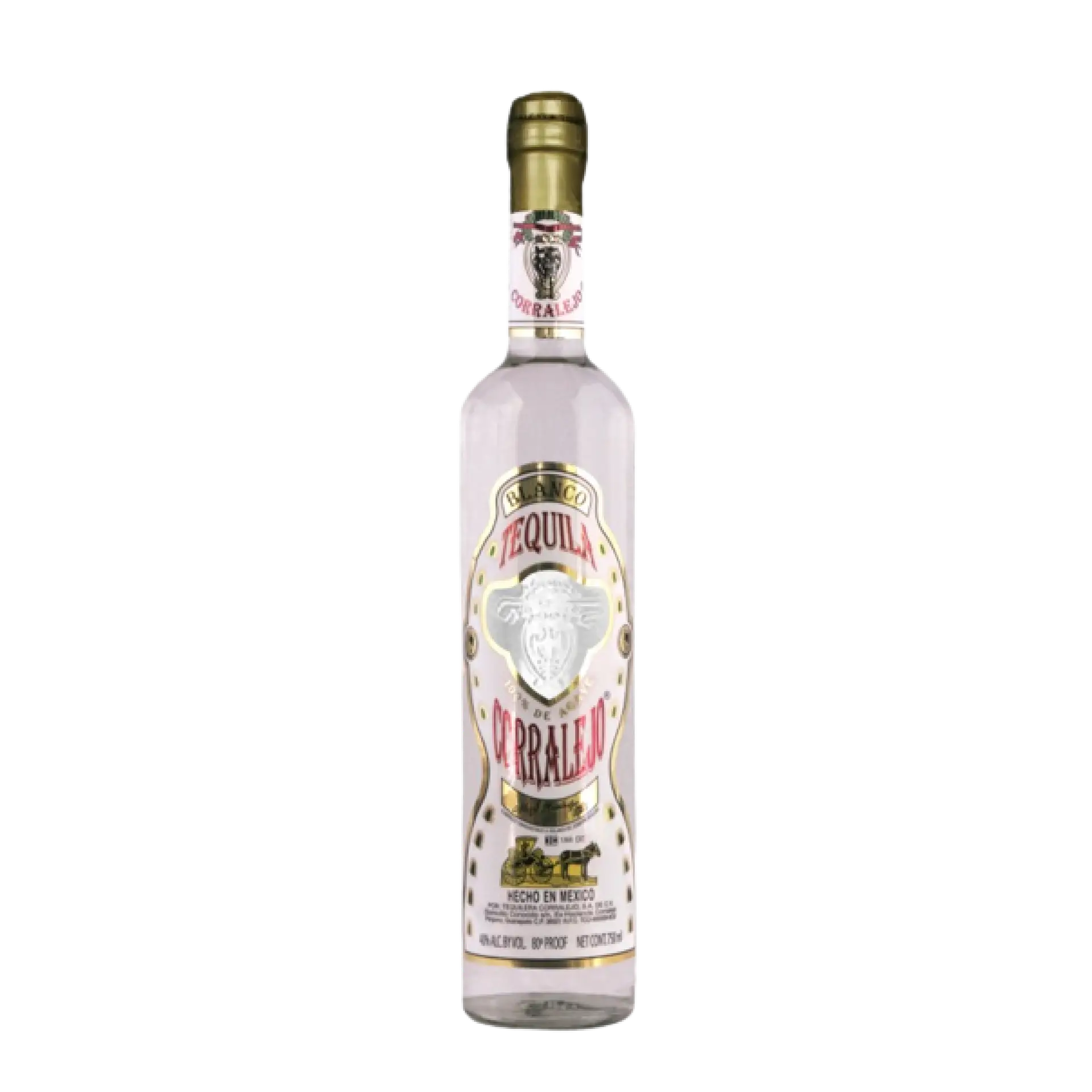 buy Corralejo Blanco Tequila 750mL, clear glass bottle with white and gold label