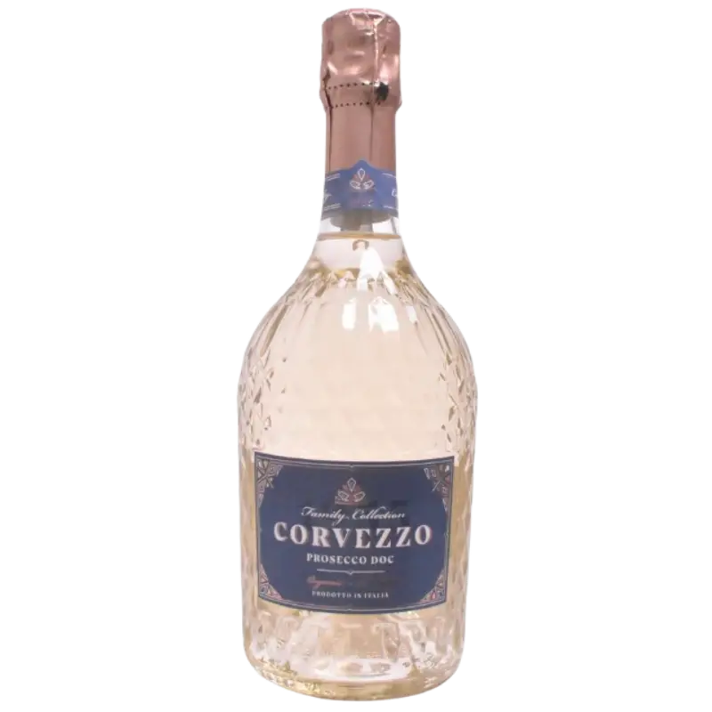 Buy Corvezzo Extra Organic 1955 Prosecco 750mL, sparkling wine in a textured glass bottle.