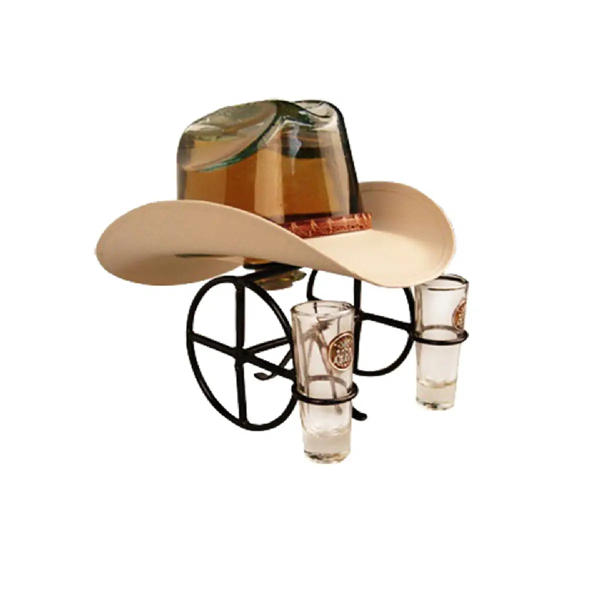 buy Cowboy Hat liquor decanter with shot glasses and stand