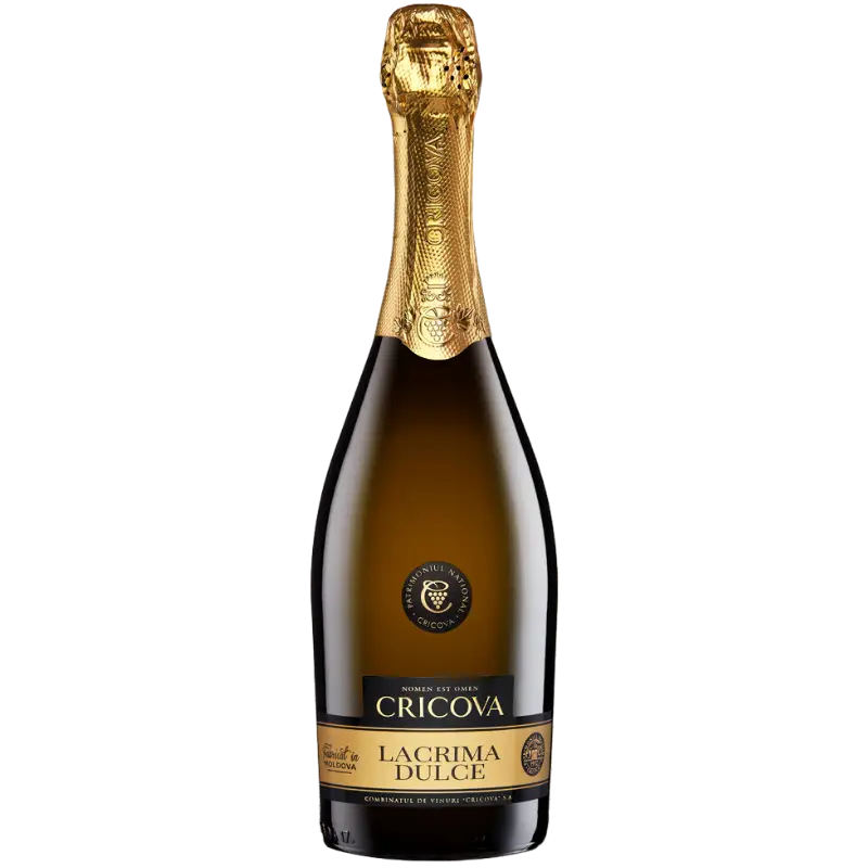 Buy Cricova Lacrima Dulce 375mL sparkling wine with gold foil and black label