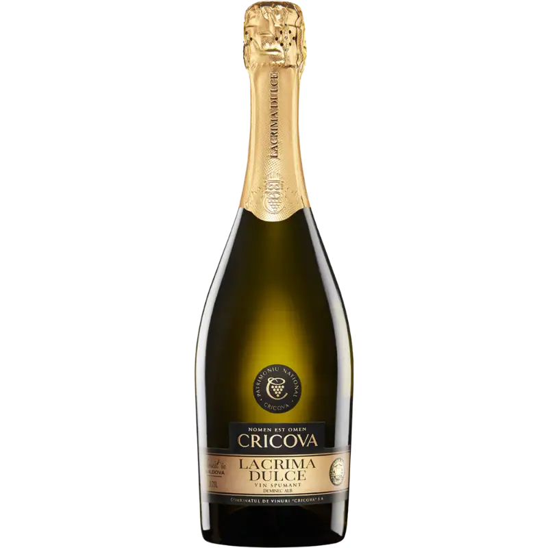 Buy Cricova Lacrima Dulce 750mL sparkling wine, gold foil bottle, sweet dessert wine