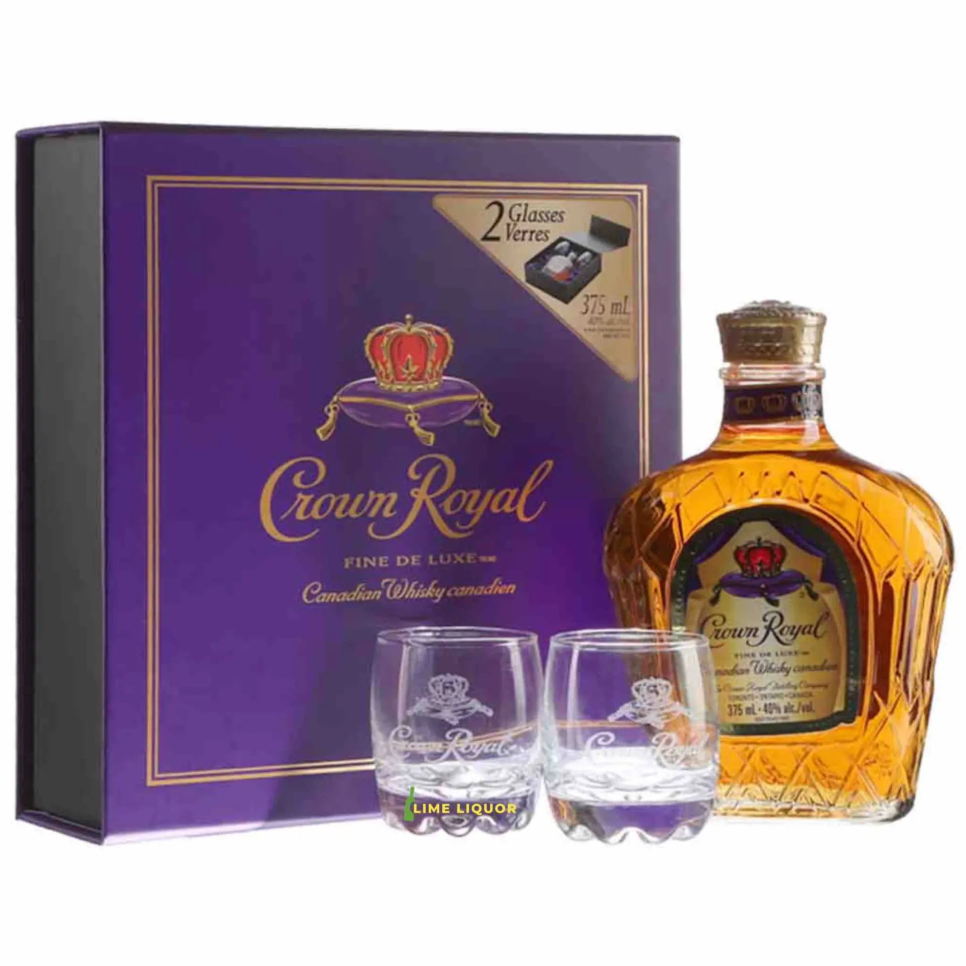 Buy Crown Royal Gift Pack 375mL with two glasses, Canadian whisky gift set