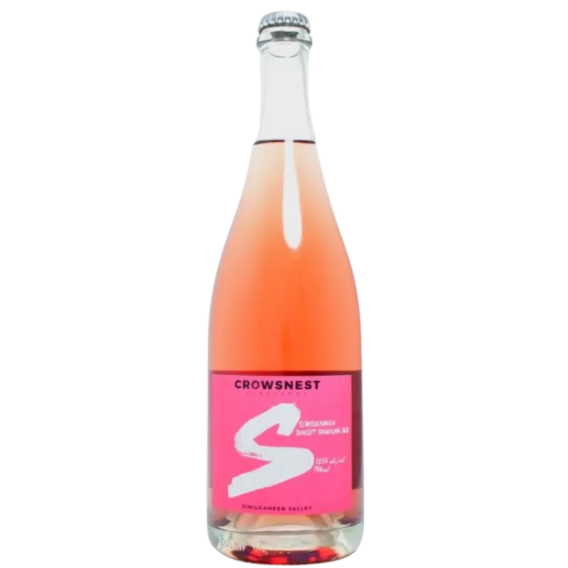 buy Crowsnest Sunset Sparkling Rosé 750mL, pink wine bottle, Canadian wine