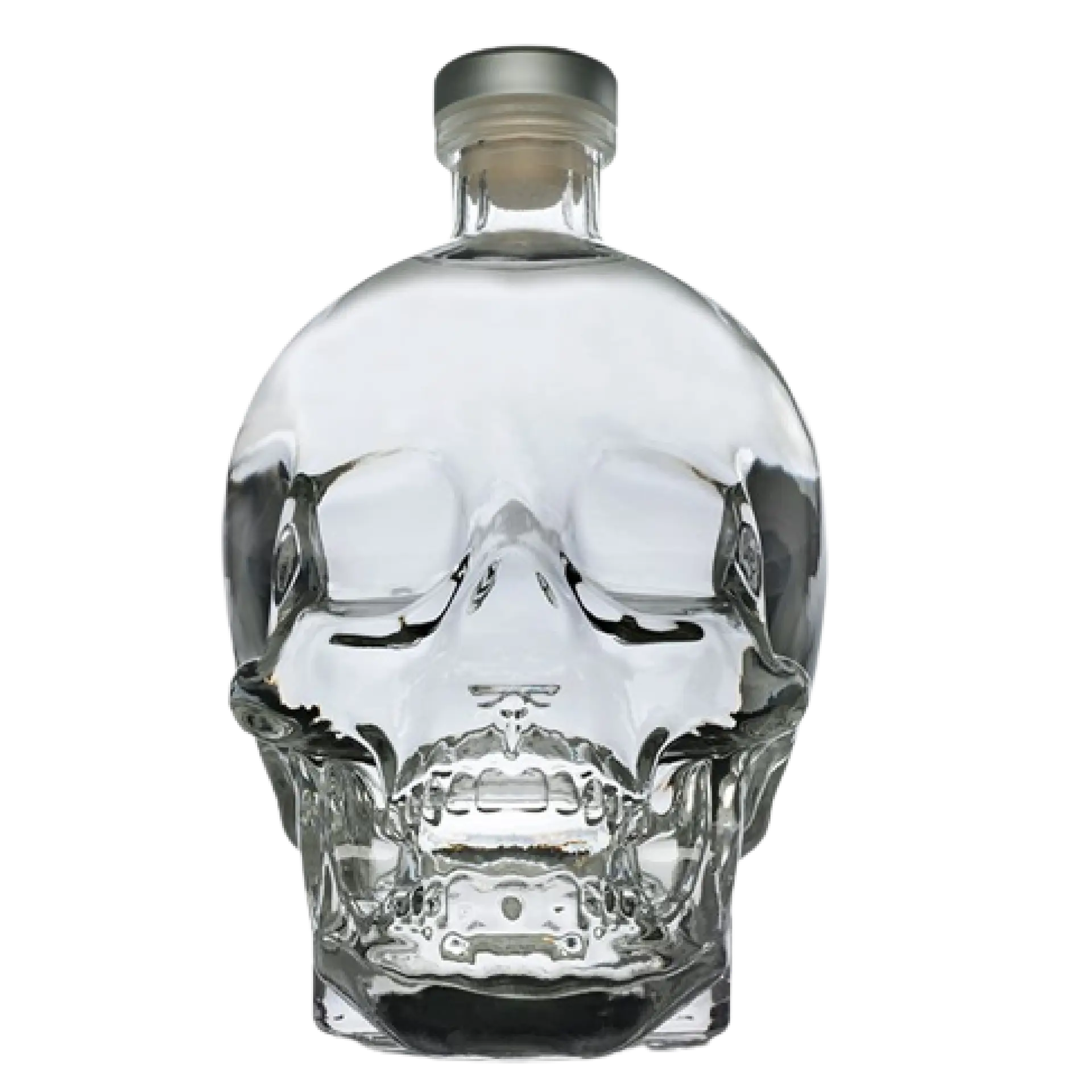 Buy Crystal Head 3L vodka in a clear skull-shaped glass bottle