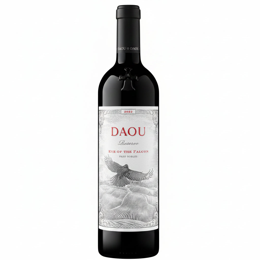 Daou Vineyards Reserve Eye Of The Falcon 750mL wine bottle with label and elegant packaging, showcasing the Daou wine brand.