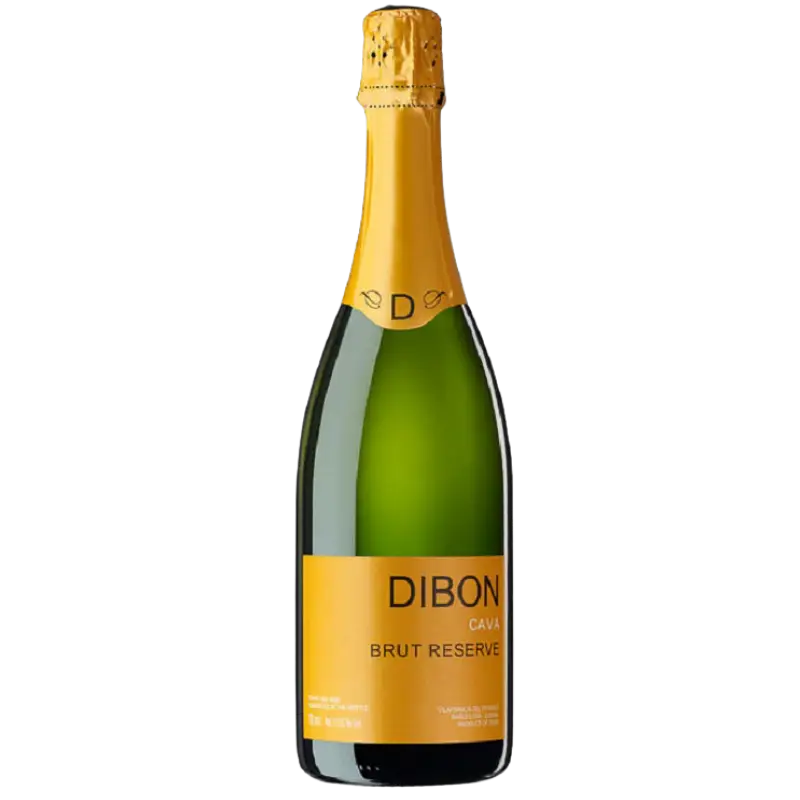 Buy Dibon Cava Brut Reserve 750mL sparkling wine, yellow label, green bottle