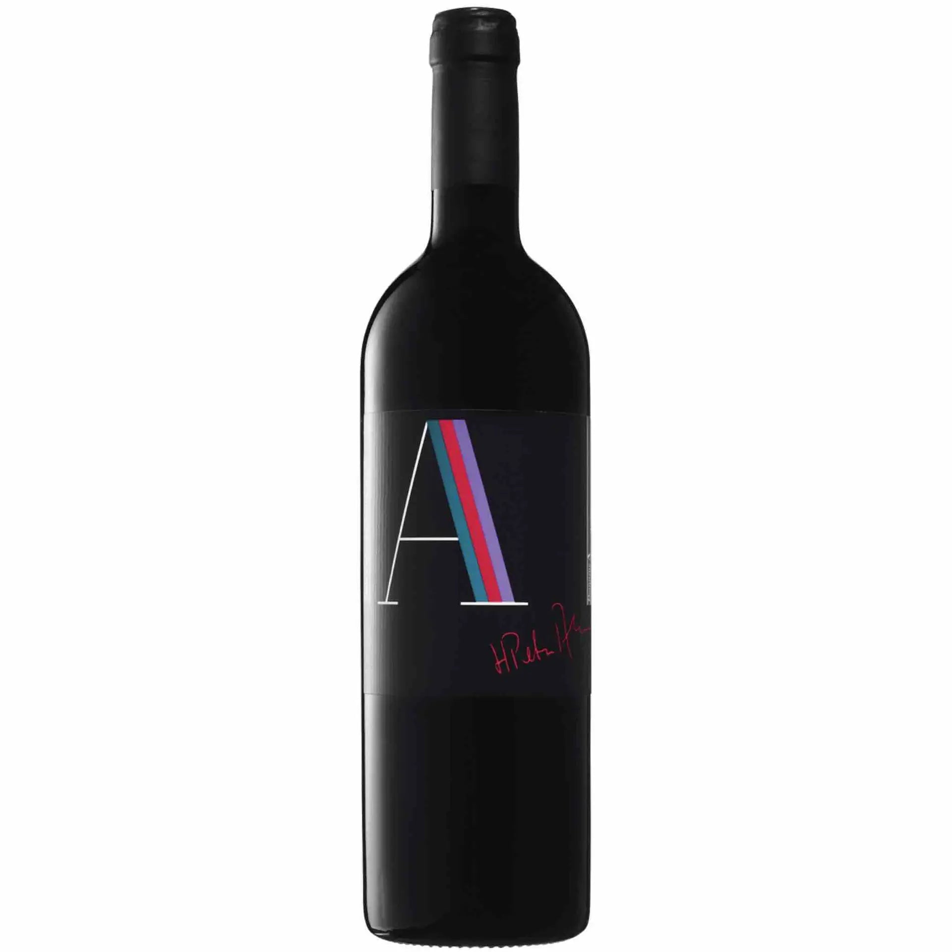 Buy Domaine-CS, red wine bottle with black label and colorful diagonal stripes