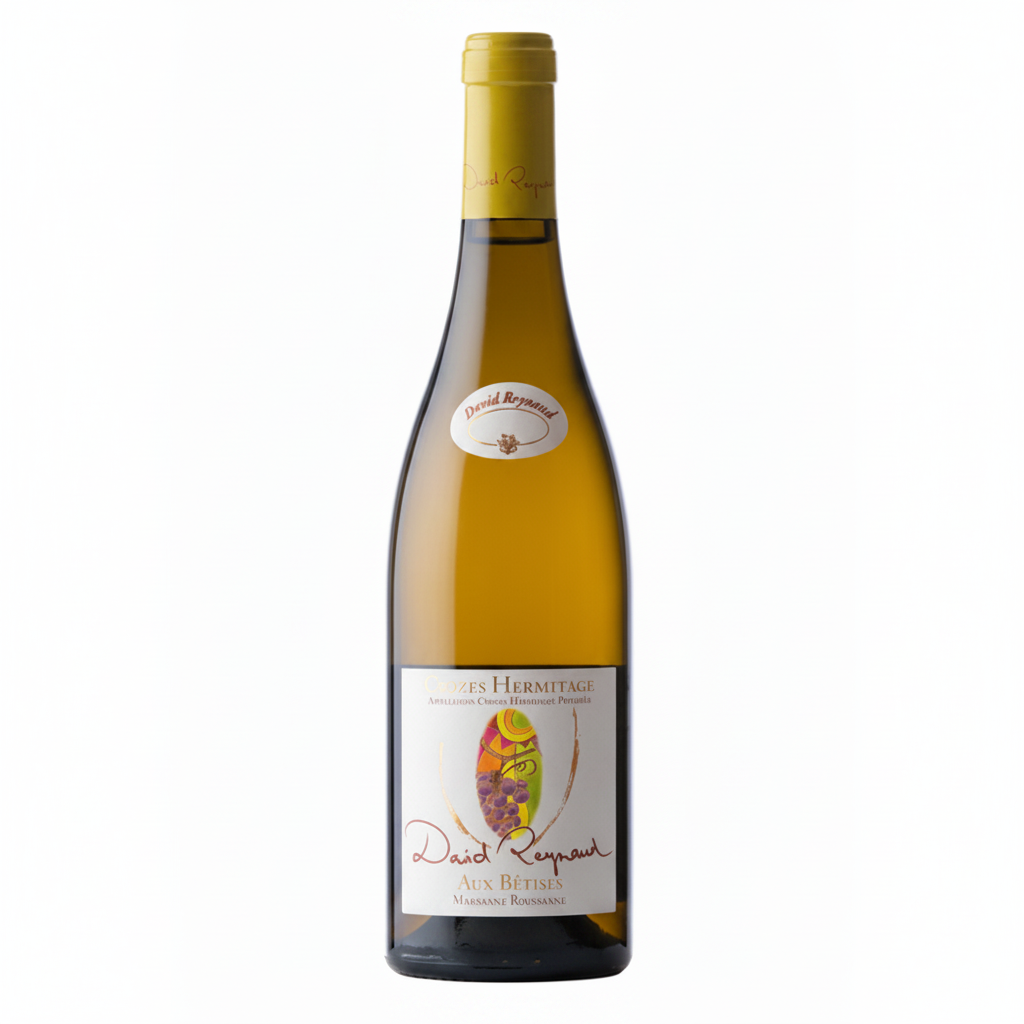 Domaine Bruyeres Croze Hermitage Blanc white wine bottle with label, showcasing the Domaine branding and elegant packaging.