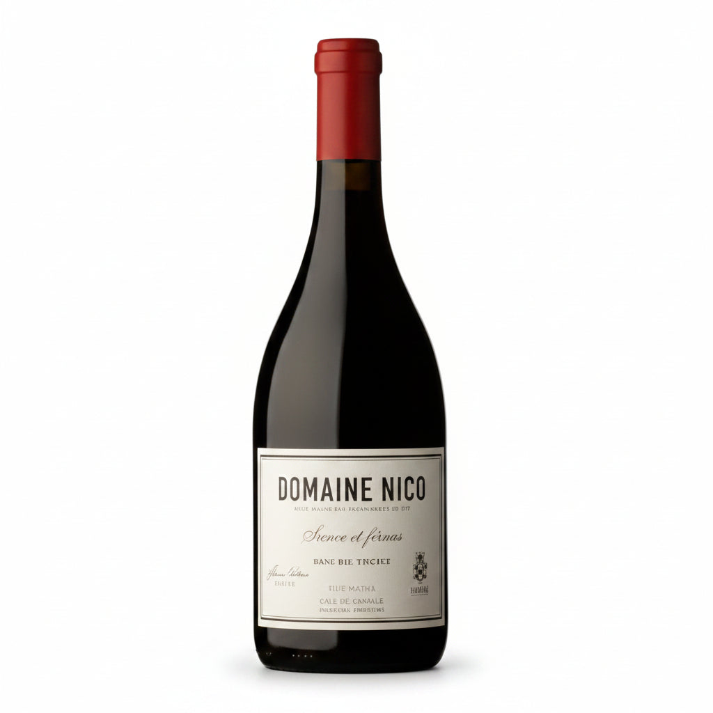 Bottle of Domaine Nico Grand Mere Pinot Noir wine, 750mL, featuring a dark red label and elegant glass bottle.