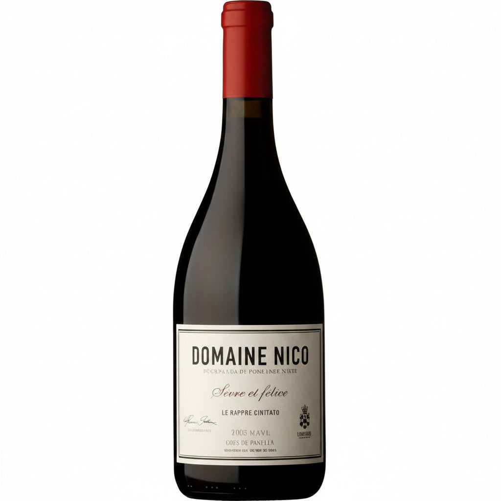 Bottle of Domaine Nico La Savante white wine, 750mL, featuring a dark label and cork closure.