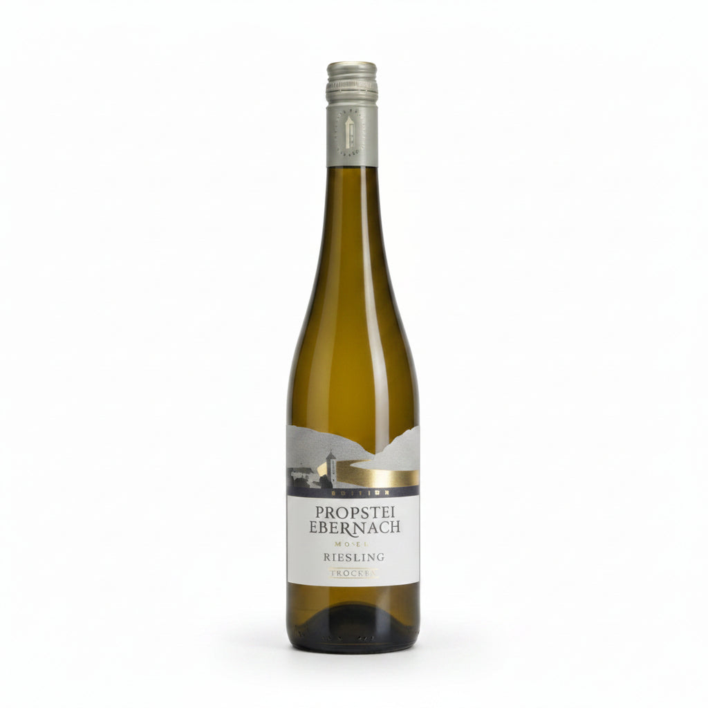 Bottle of Dr. Zenzen Propstei Ebernach Riesling wine in a 750mL green glass bottle with a detailed label.