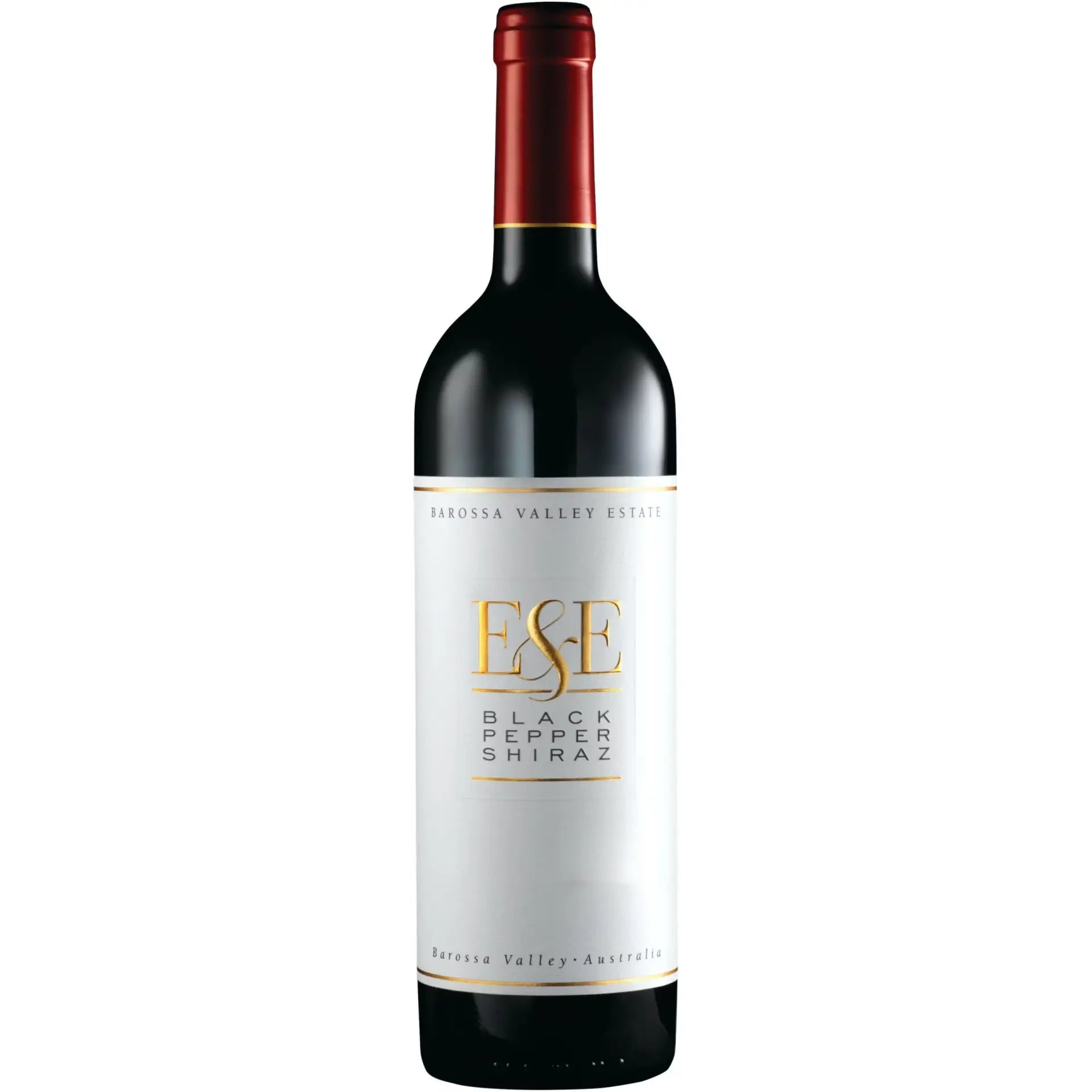 Buy E&E Black Pepper Shiraz, Barossa Valley red wine with gold label and red foil top