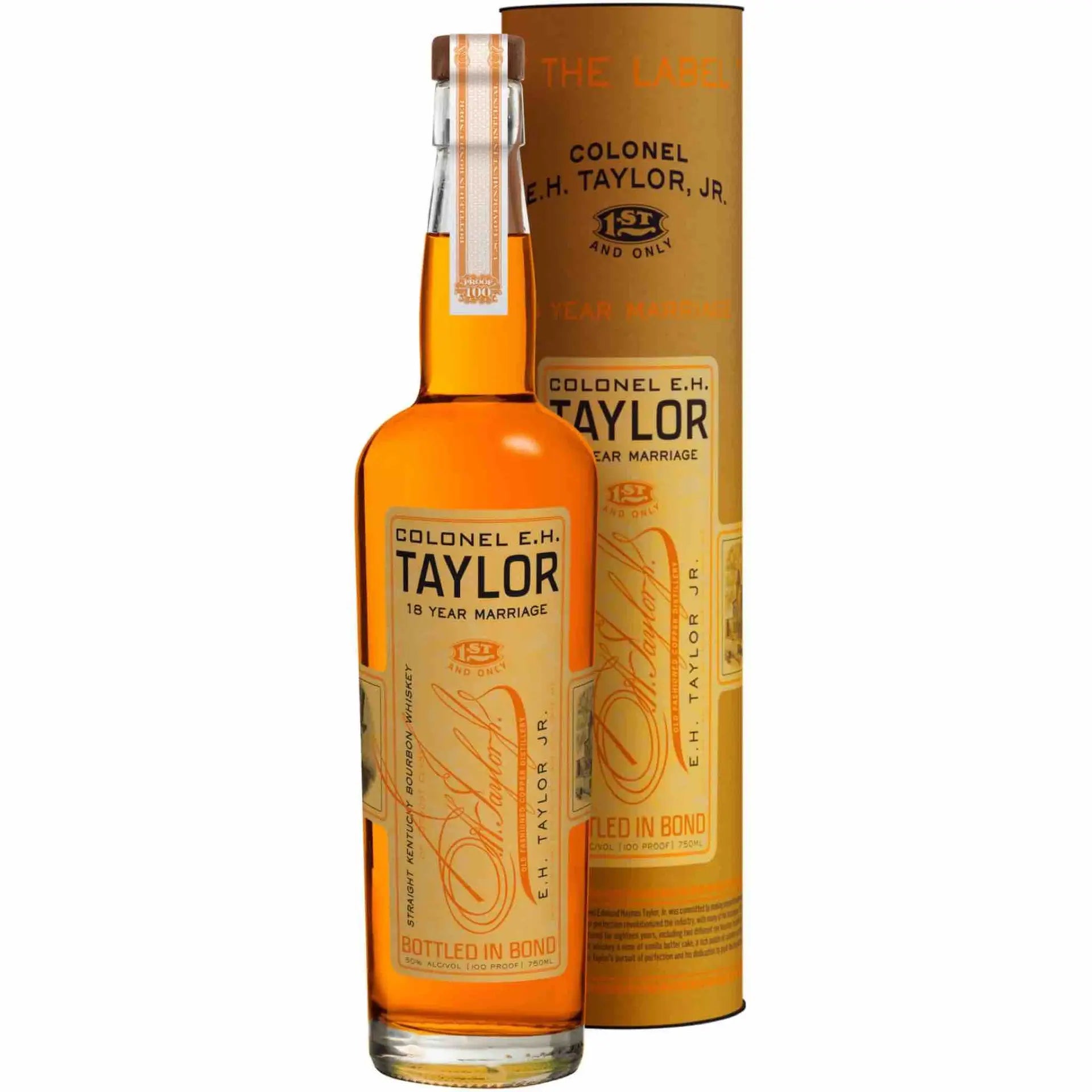 Buy Colonel E.H. Taylor 18 Year Marriage bourbon whiskey, bottle and box, high-end aged spirits