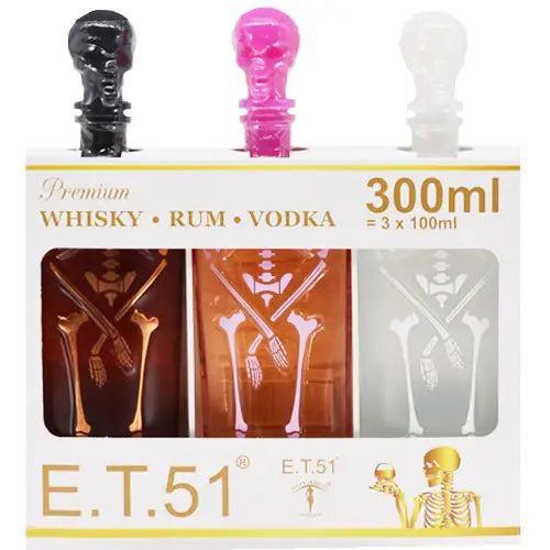 E T 51 Premium Whisky Rum Vodka Pack 3X100Ml Bottle Image