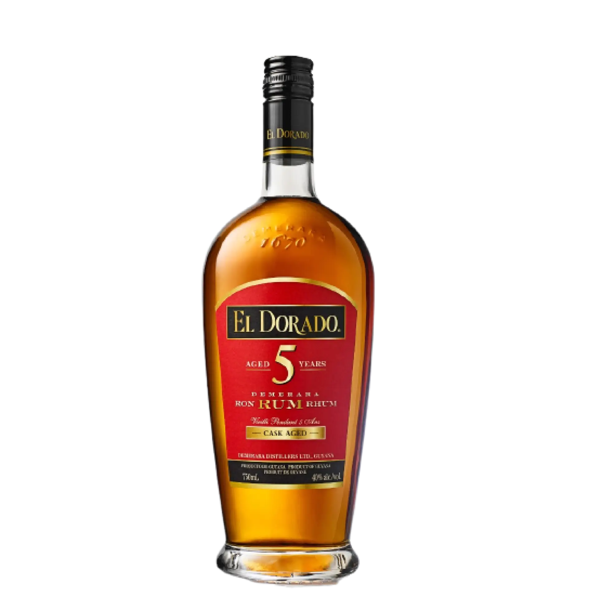 buy El Dorado 5 year aged rum 750mL bottle with red and gold label