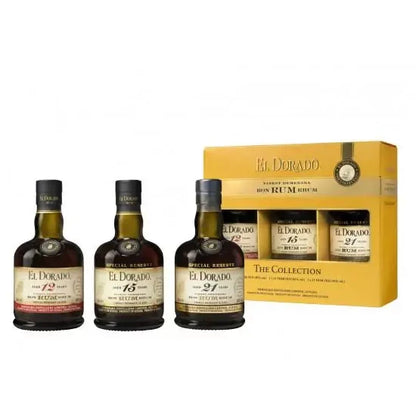 buy El Dorado Rum Gift Pack 3 x 375ml with premium aged rum bottles and box