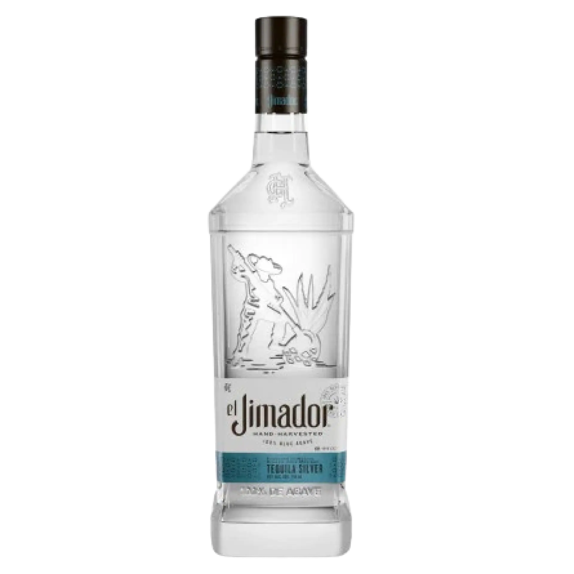 Buy El Jimador Blanco Tequila 750mL clear glass bottle with embossed agave design