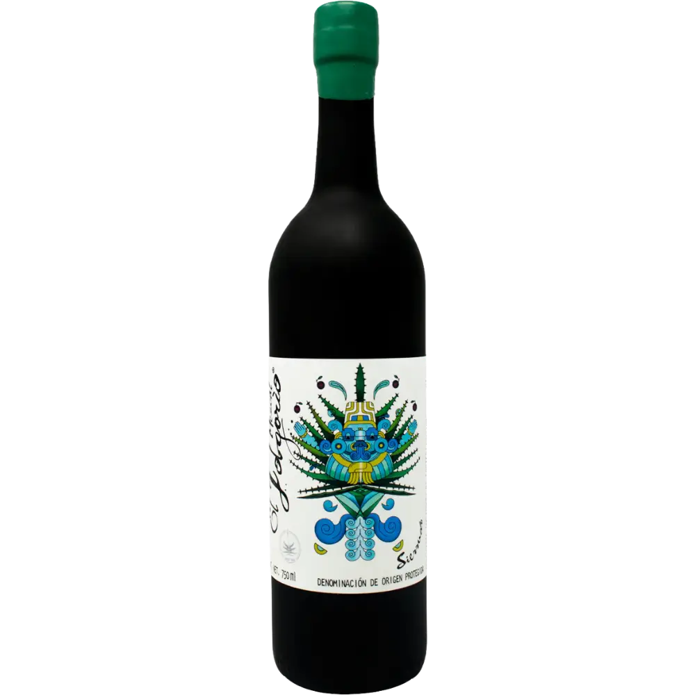 Buy El Jolgorio Sierrudo 750mL, agave spirit bottle with colorful label and green cap