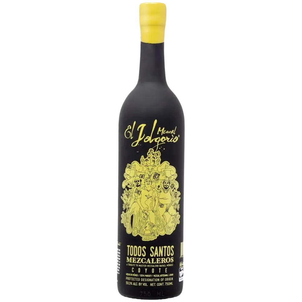 buy El Jolgorio Todos Santos Coyote 750mL mezcal bottle with yellow illustration label