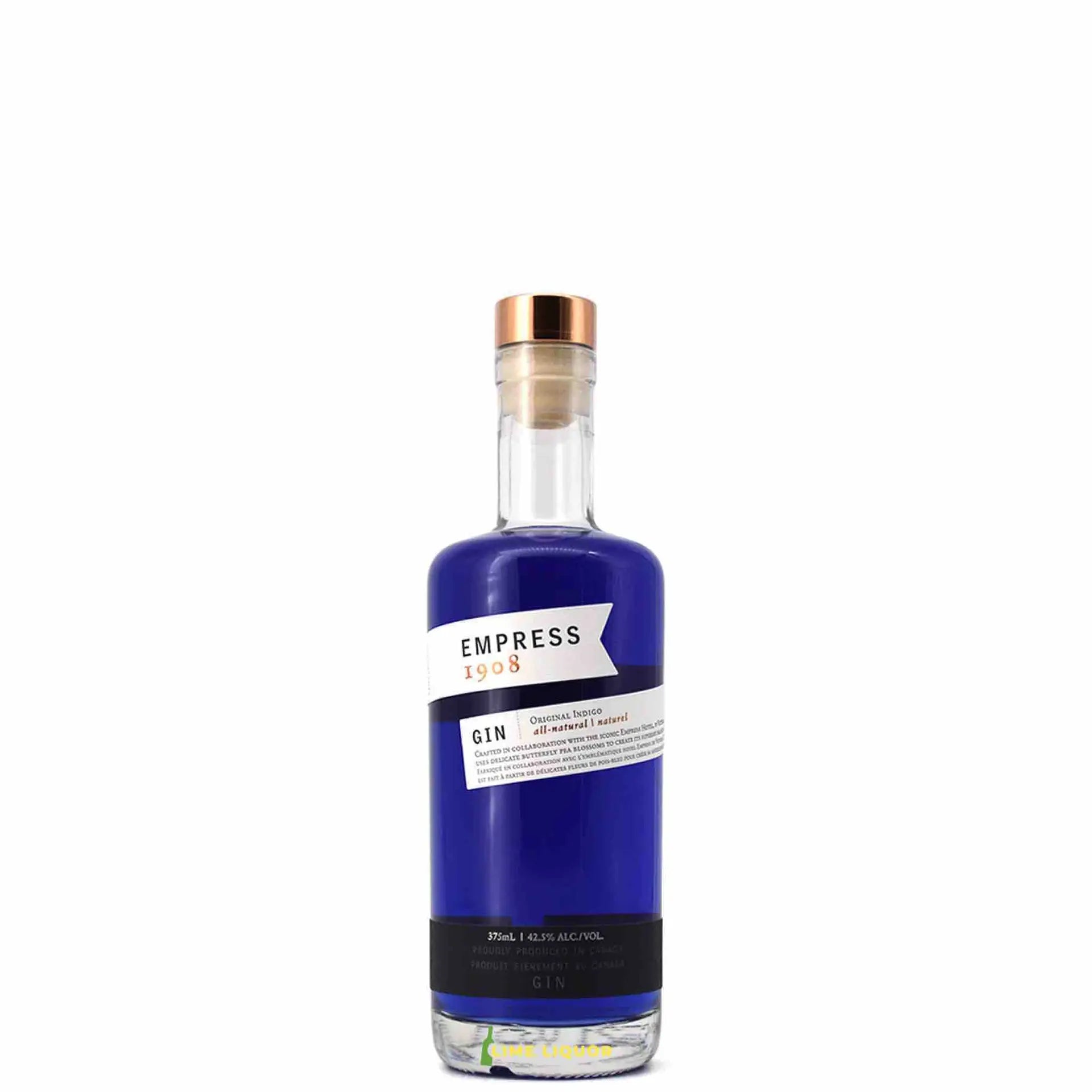 Buy Empress 1908 Indigo Gin 375mL, premium blue craft gin in a clear glass bottle