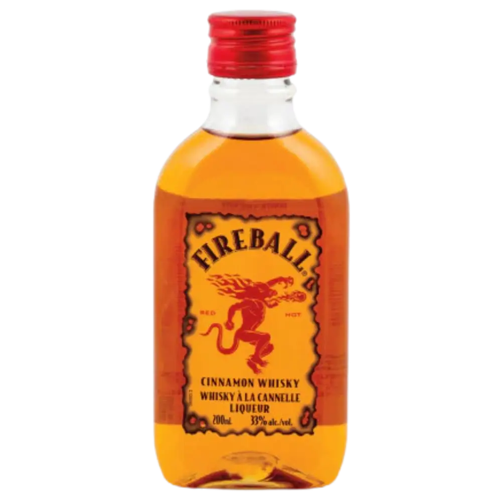 Buy Fireball Cinnamon Whisky 200mL bottle, cinnamon whisky liqueur with red cap.