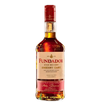 Bottle of Fundador Brandy 750ml with a clear label and elegant packaging, displayed on a neutral background.