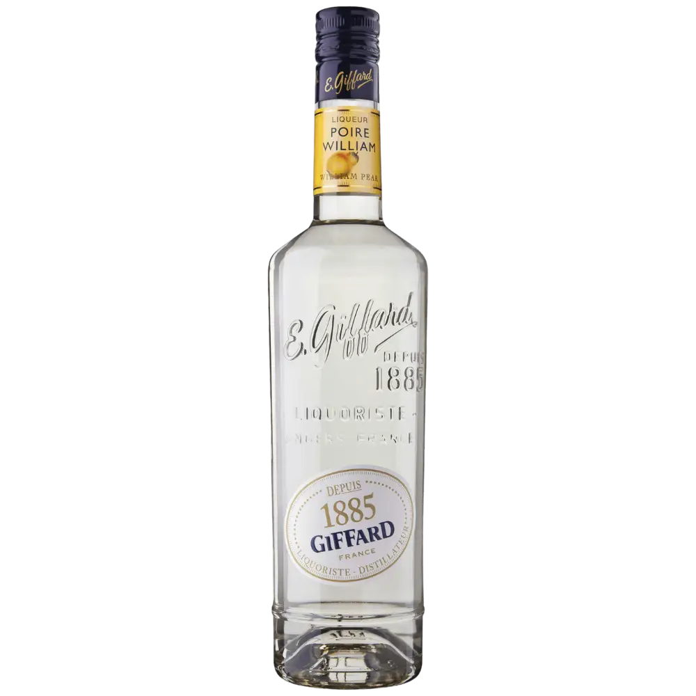 Buy Giffard Poire William Liqueur 500mL, pear flavored spirit in a clear glass bottle.