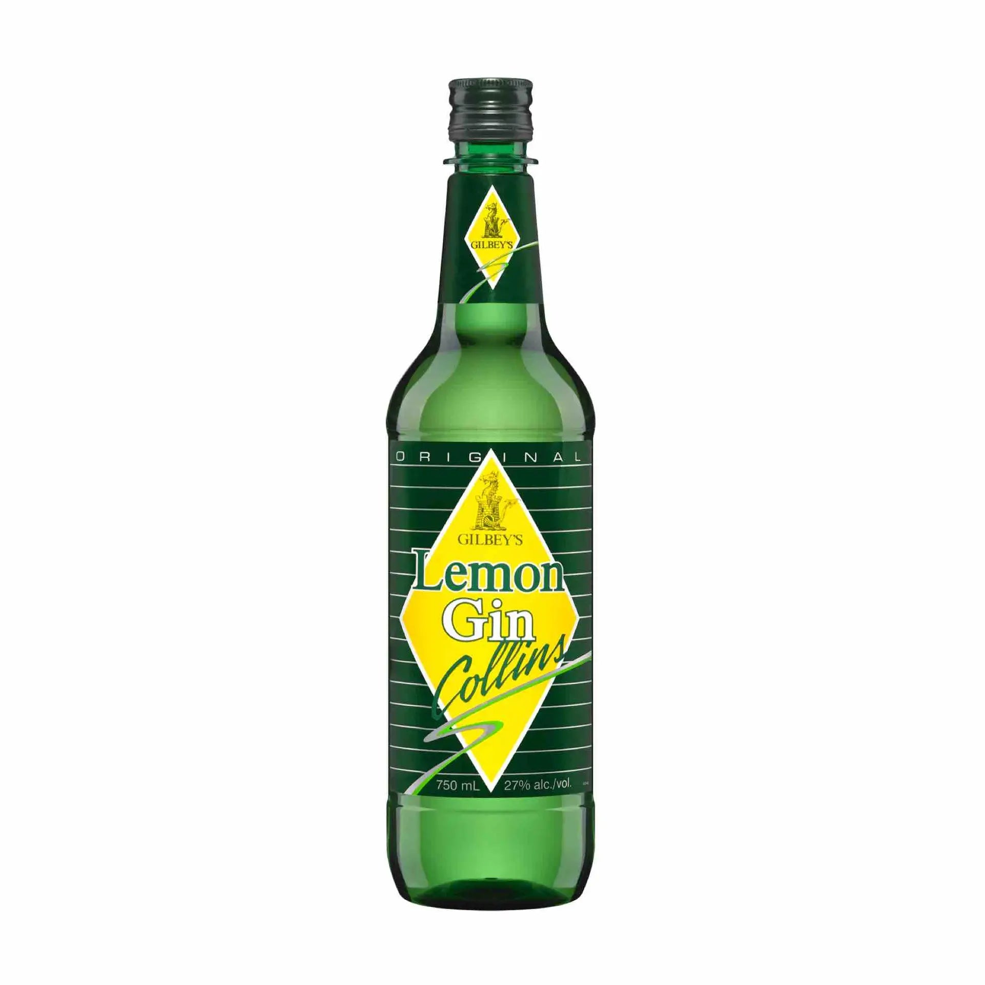Buy Gilbey Lemon Collins Gin 750mL green bottle with yellow label