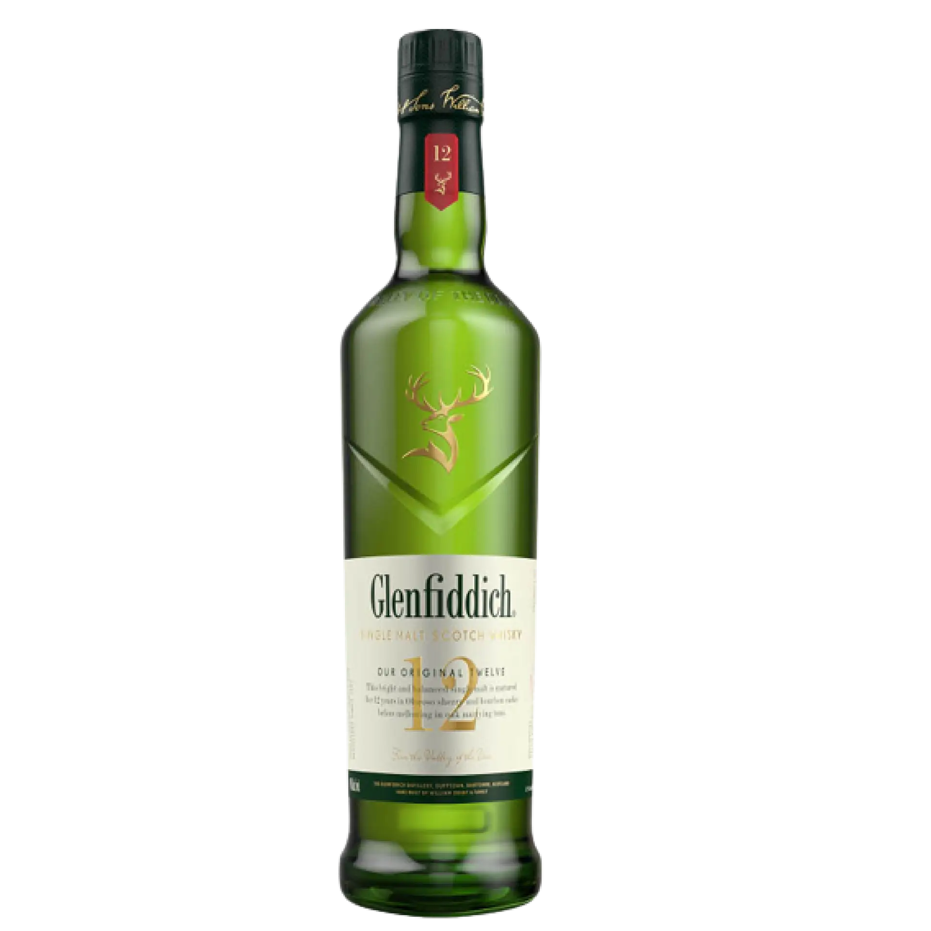 Buy Glenfiddich 12 Year Old Single Malt Scotch Whisky 1.14L, green bottle, red label