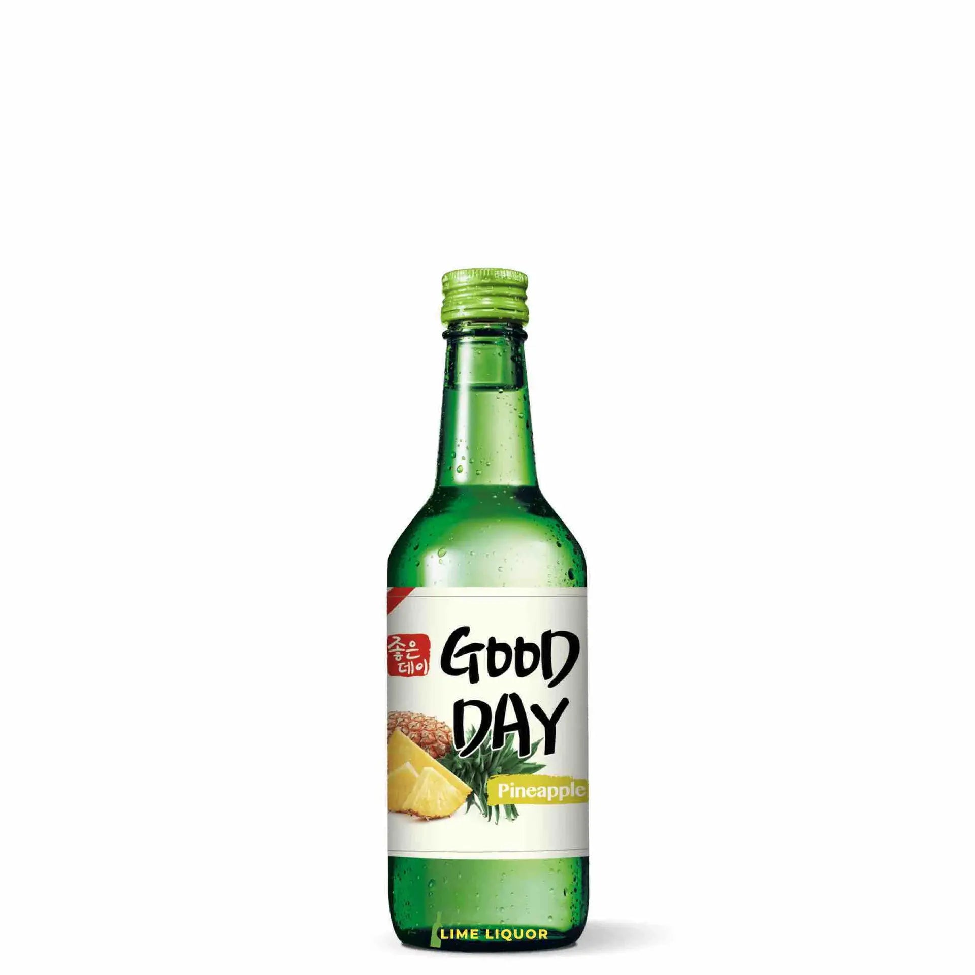 Buy Good Day Pineapple Soju 360mL, green glass bottle with pineapple label