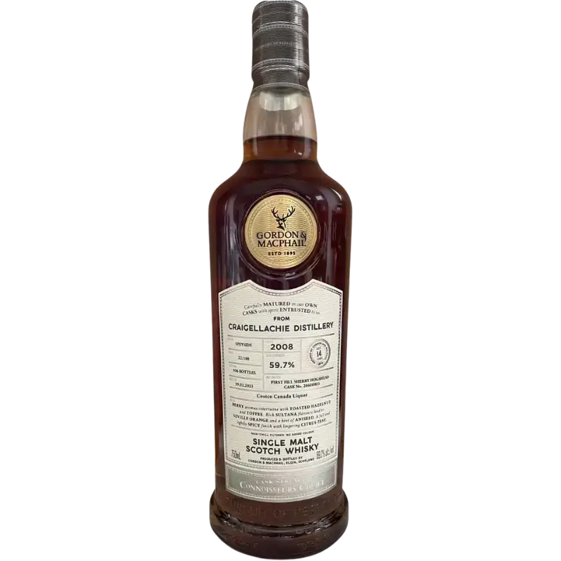 Gordon Amp Macphail Connoisseurs Choice Craigellachie Single Malt Scotch Whisky Vintage 2008 750Ml Bottle Image