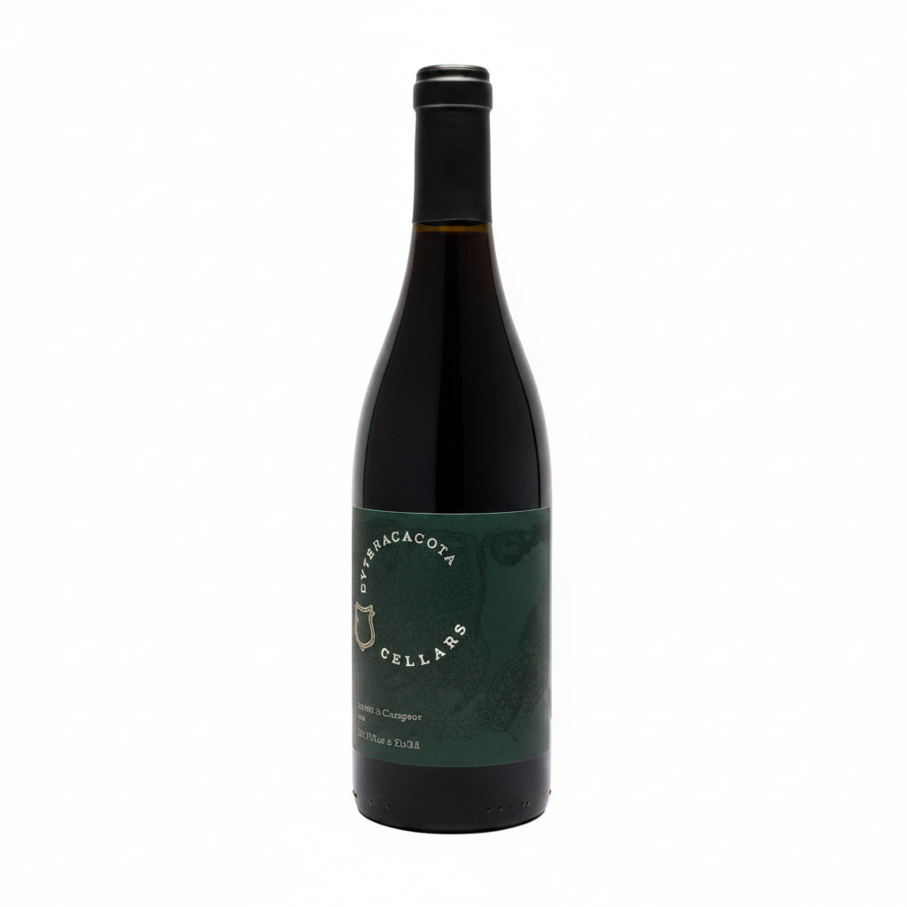Bottle of Guardacaccia Red Terra Alta wine in a 750mL bottle, showcasing the label and deep red color of the wine.