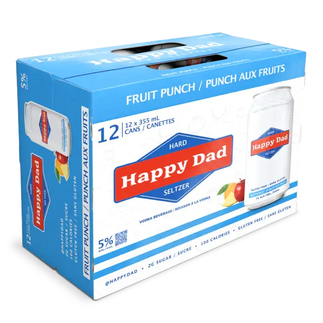 Buy Happy Dad Hard Seltzer Fruit Punch 12 pack, vodka beverage, 355mL cans.