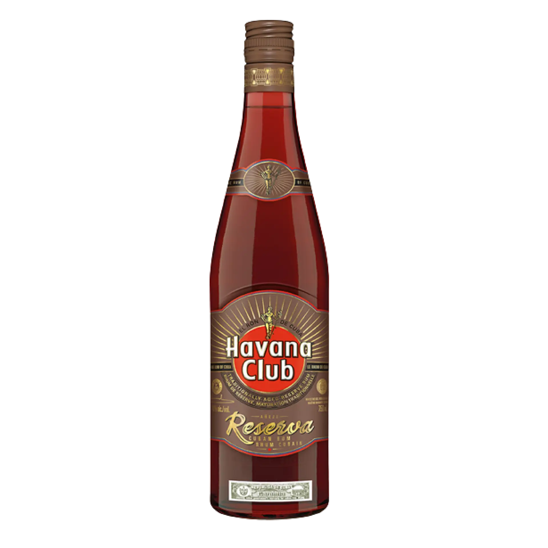 Buy Havana Club Añejo Reserva 750mL rum, brown bottle with gold and red label.