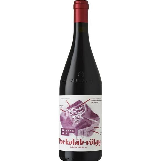 Heimann Porkolab-Volgy Kadarka red wine bottle, 750mL with label featuring vineyard imagery and wine details.