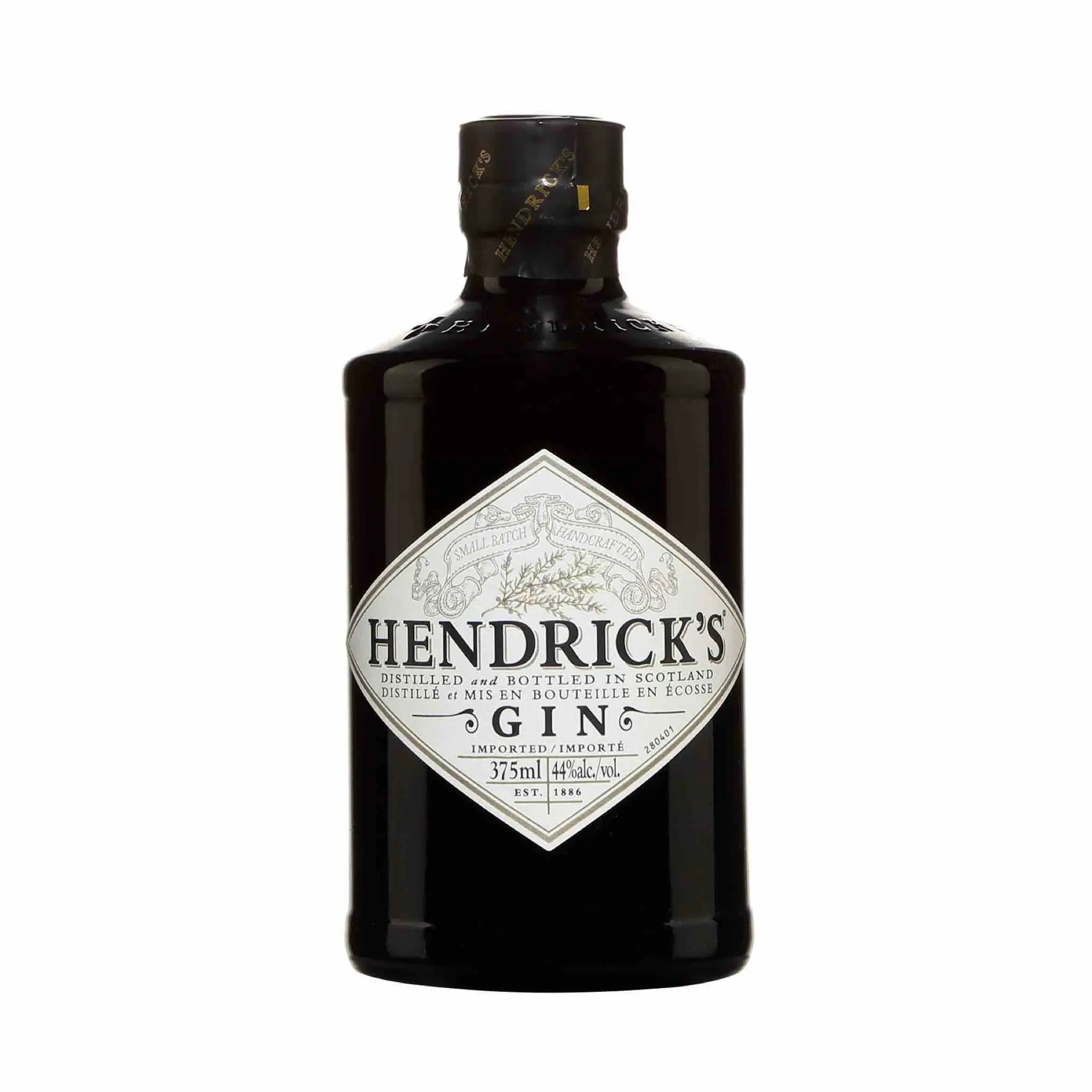 Buy Hendrick's Gin 375mL, classic premium gin in a dark bottle, spirits online Canada