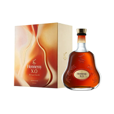 Hennessy XO Cognac 2025 EOY limited edition gift box with 750mL bottle, showcasing the elegant packaging and branding.