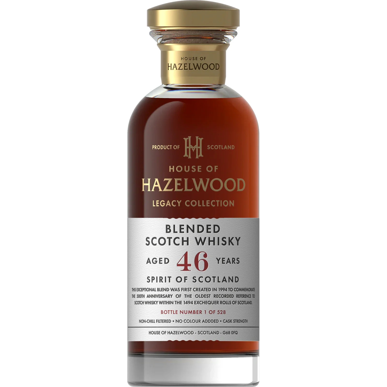 House Of Hazelwood Blended Scotch Whisky Spirit Of Scotland Aged 46 Years 700Ml Bottle Image