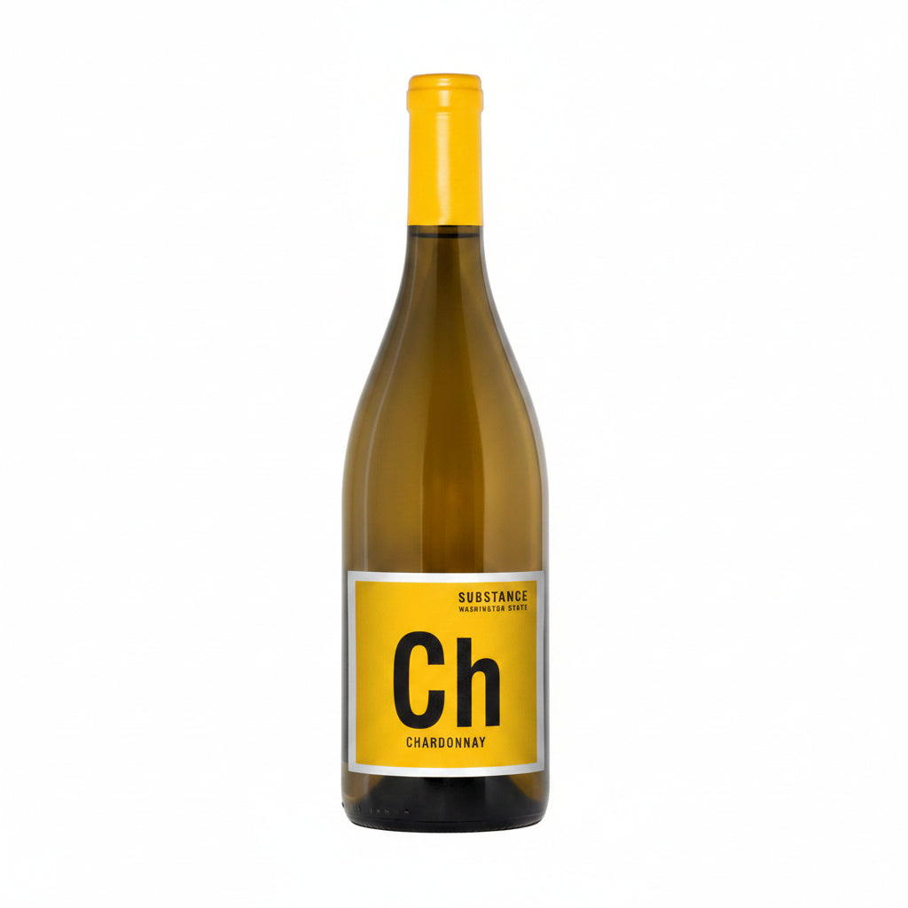 Bottle of House of Smith Substance Chardonnay wine, 750mL with a label featuring elegant design and branding.