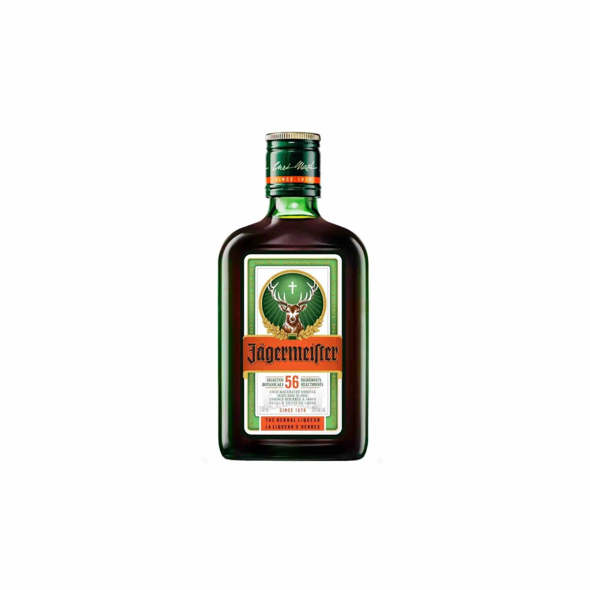 Buy Jagermeister Herbal Liqueur 200mL bottle with green label and stag logo