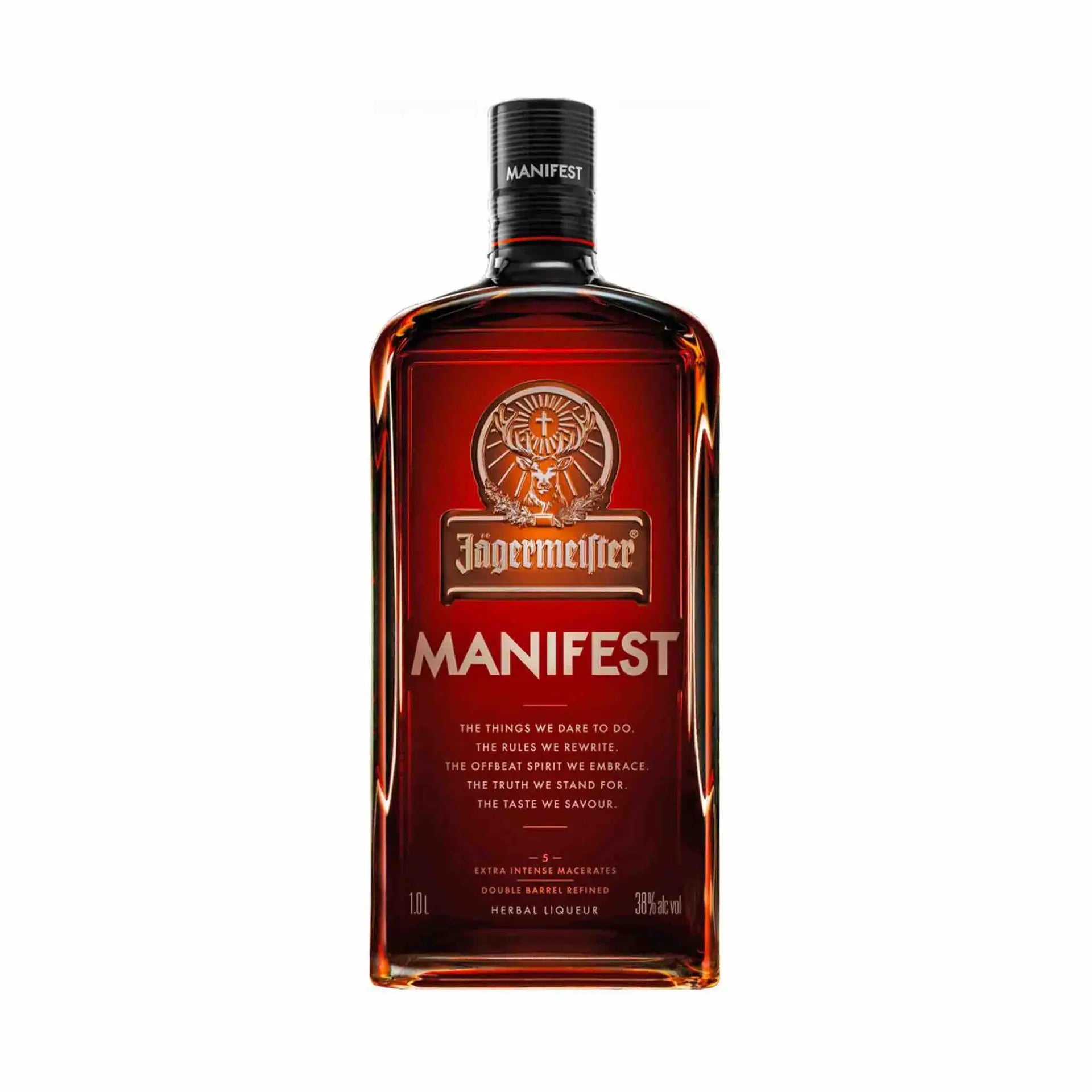 buy Jagermeister Manifest 1L herbal liqueur bottle, bold label, premium spirit
