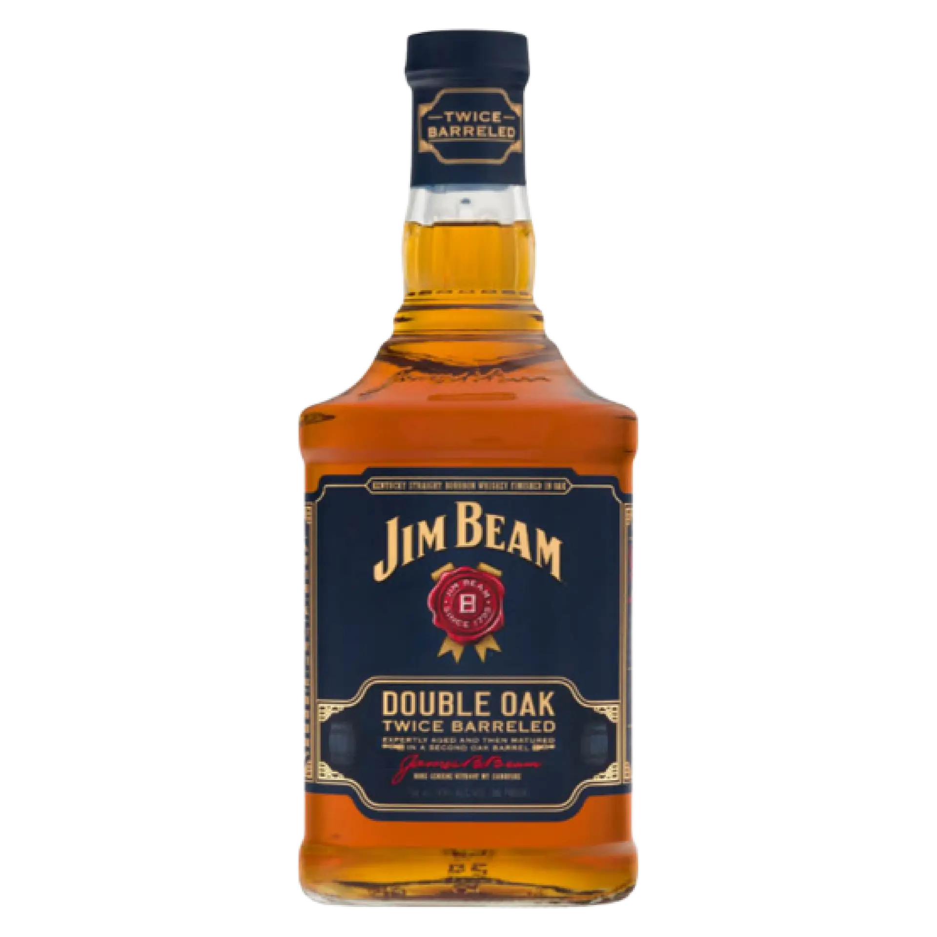 Buy Jim Beam Double Oak 750mL bourbon whiskey bottle, twice barreled, front label view