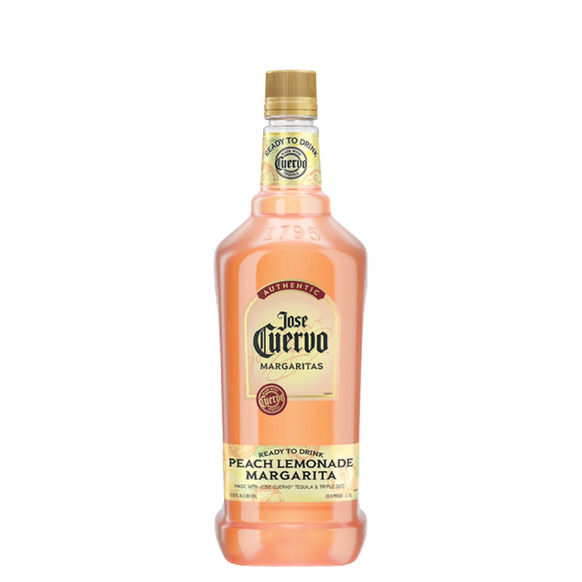 Buy Jose Cuervo Peach Lemonade Margarita 1.75L ready to drink cocktail bottle.
