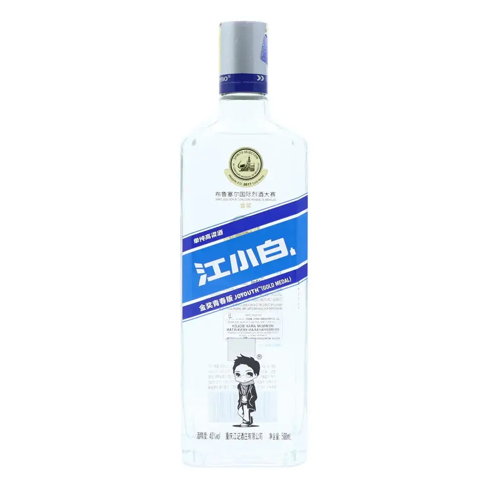 buy Joyouth Jiang Xiao Bai, clear Chinese baijiu in a tall bottle with blue label