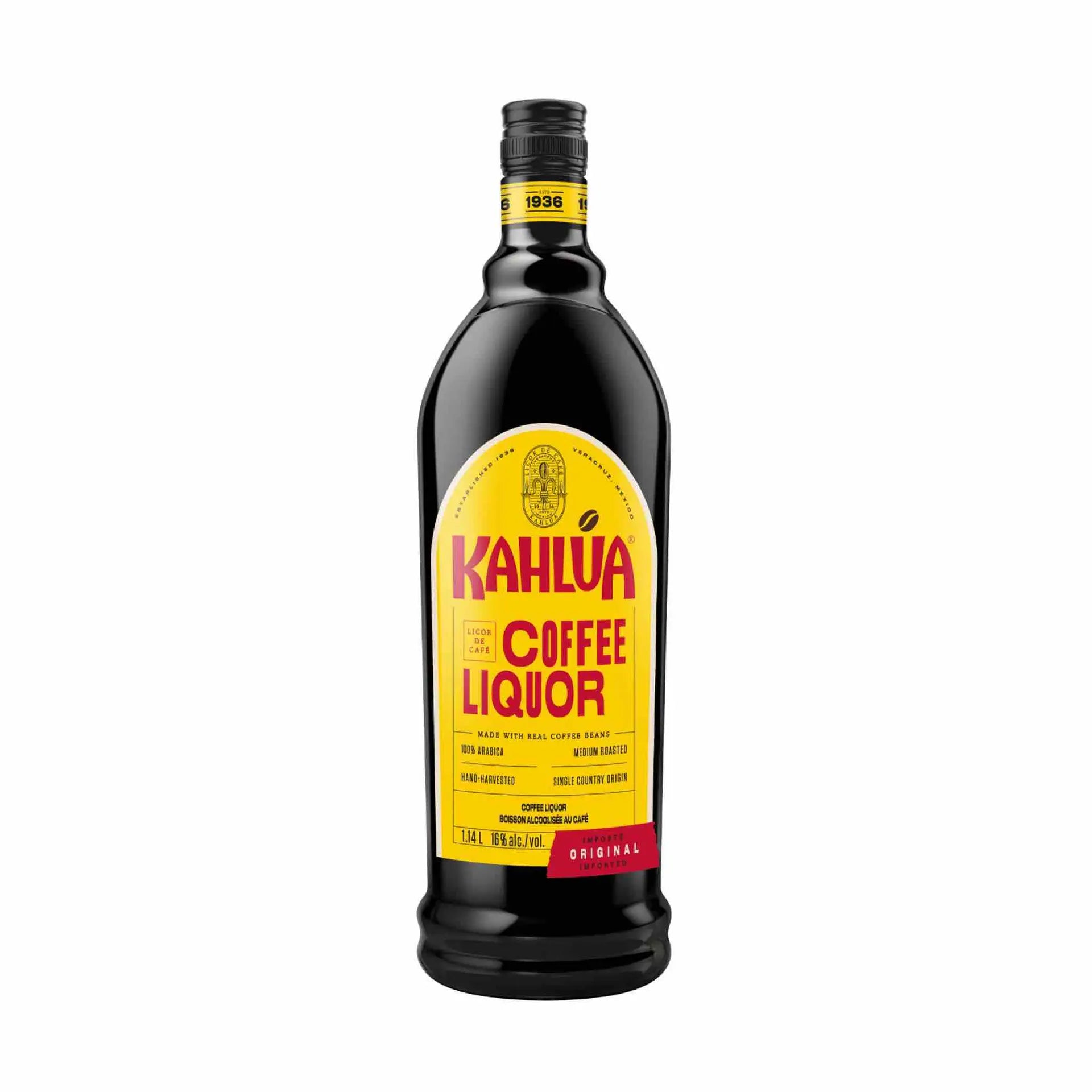 Buy Kahlua Coffee Flavoured Liquor 1.14L, coffee liqueur bottle with yellow label