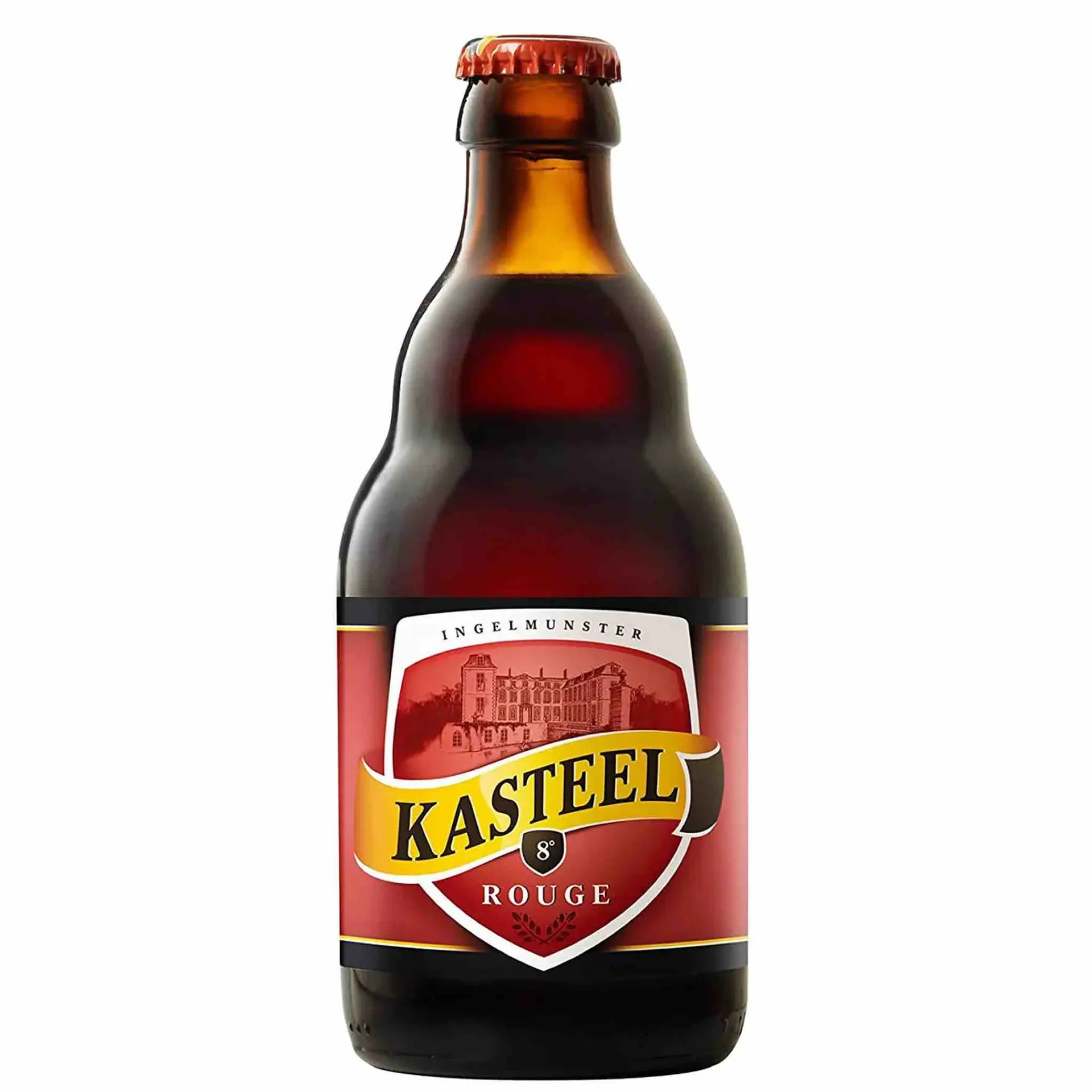 Buy Kasteel Rouge, Belgian cherry beer in a brown bottle with red label