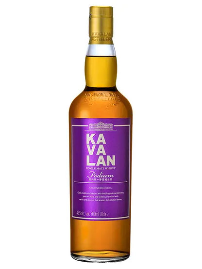 Buy Kavalan Podium single malt whisky bottle with purple label, 700ml, 46% ABV.