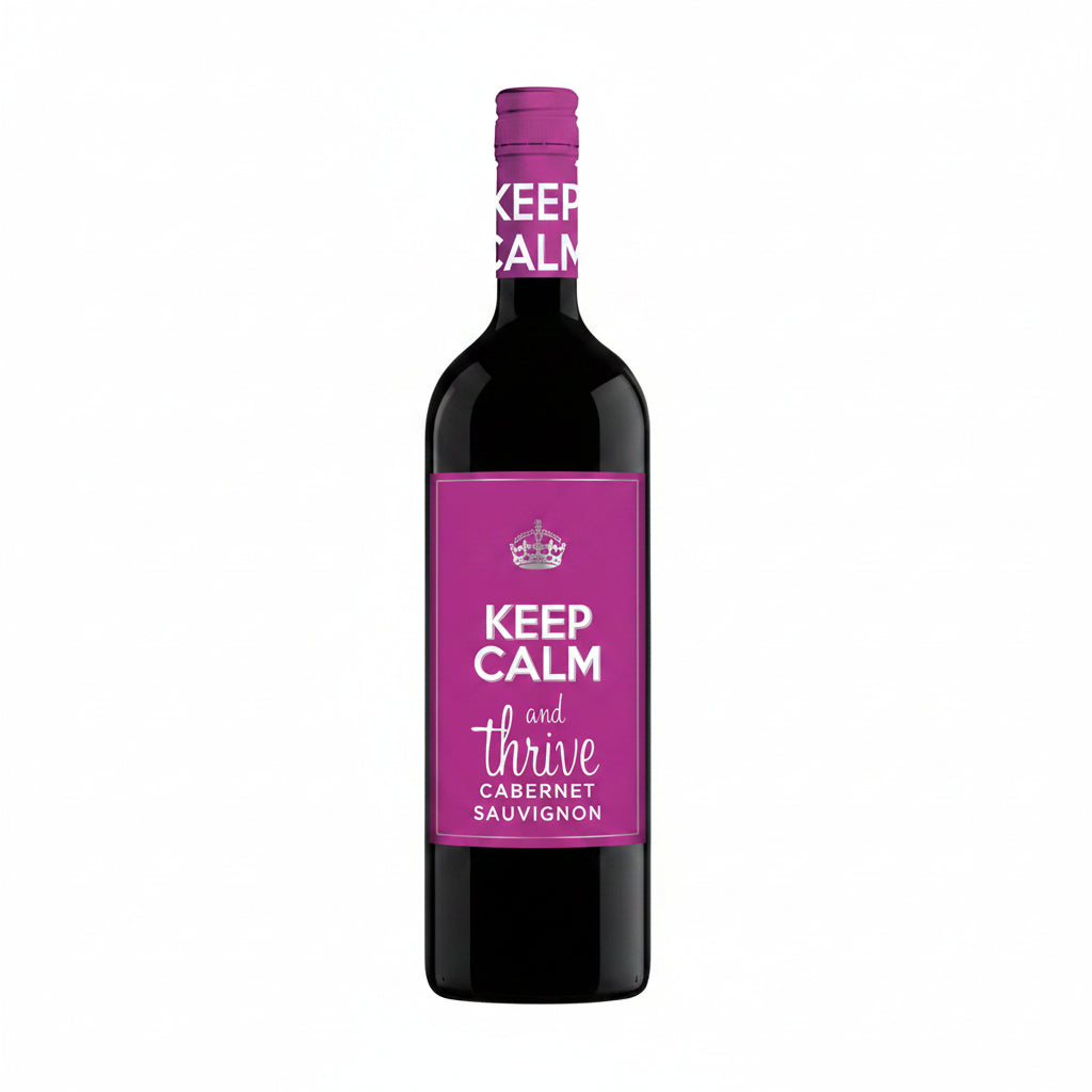 Bottle of Keep Keep Calm & Thrive Cabernet Sauvignon 750mL with a dark label and elegant design.