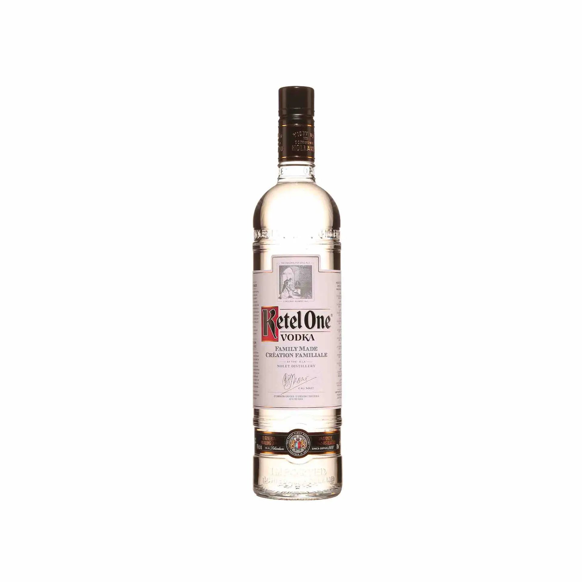 Buy Ketel One Vodka 750mL bottle, premium clear vodka with label on white background