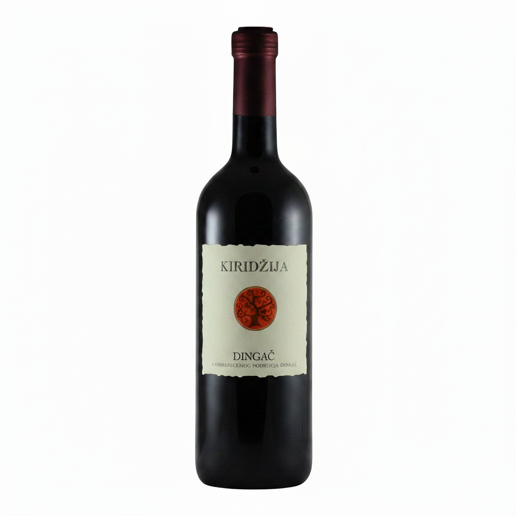 Kiridzija Dingac Plavac Mali red wine bottle, 750mL with label showing the Kiridzija brand and wine details.